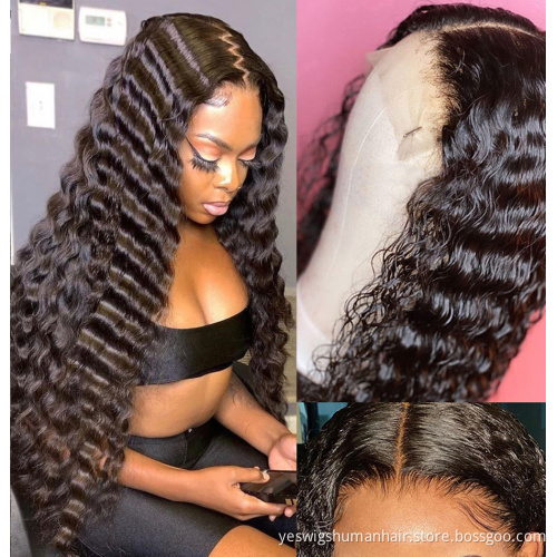 Yeswigs Hd Full Deep Curly Wave Lace Front Wig Raw Indian Virgin Natural Human Hair Lace Closure Wig For Black Women Human Hair